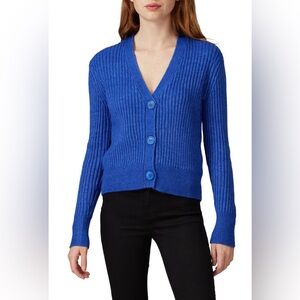 Halogen Blue Ribbed Cardigan Size S